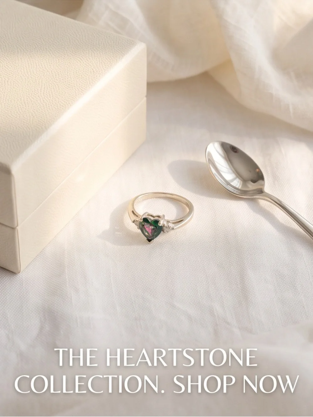 Sterling Silver Dainty Heart Shape Mystic Topaz Ring Size 5